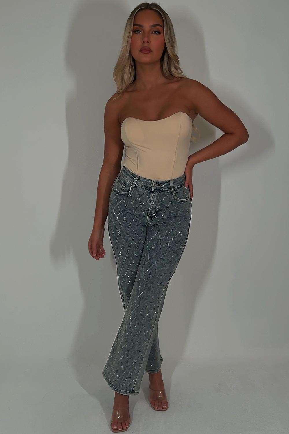 diamante jeans zara womens uk