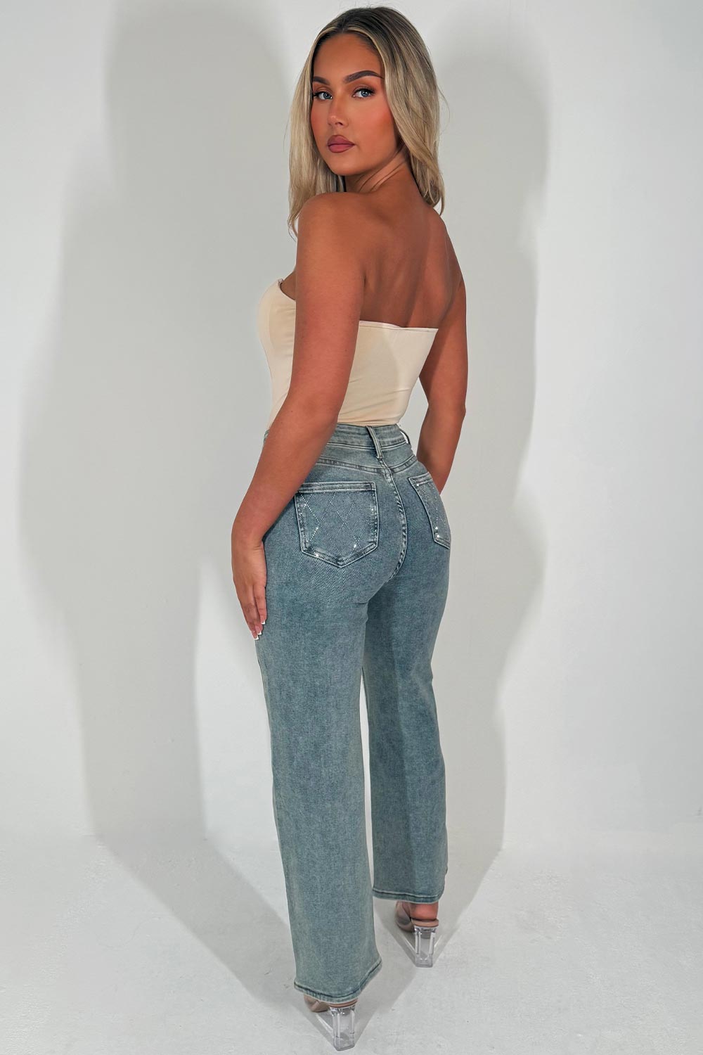 rhinestone jeans zara womens