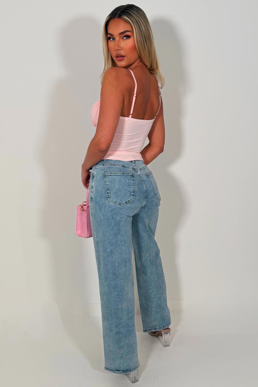 wide leg diamante jeans for womens zara uk sale