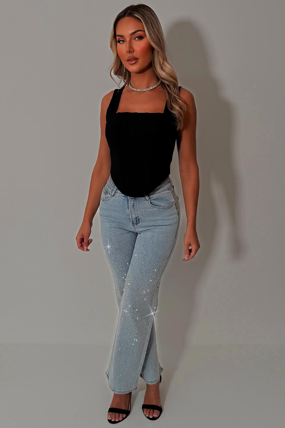 zara womens diamante rhinestone jeans uk