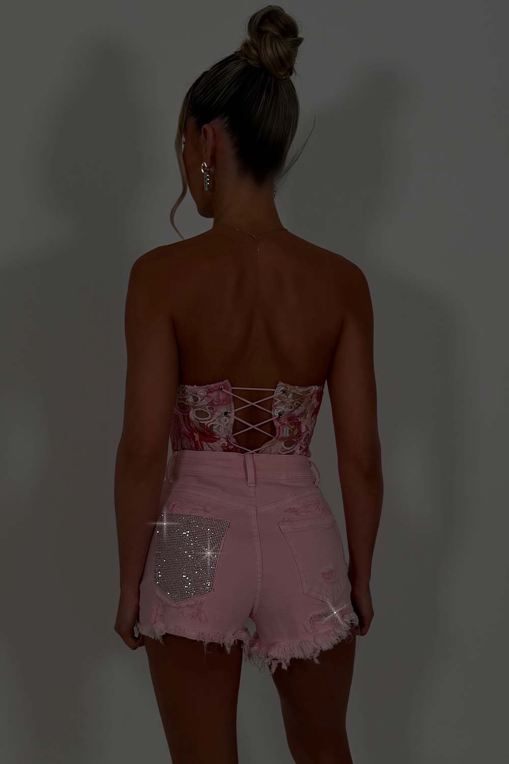 diamante rhinestone contrast pocket ripped denim shorts for womens zara uk sale
