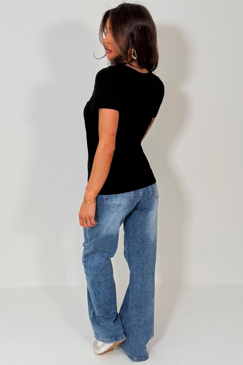 diamante queen rhinestone black baby tee shirt styledup fashion