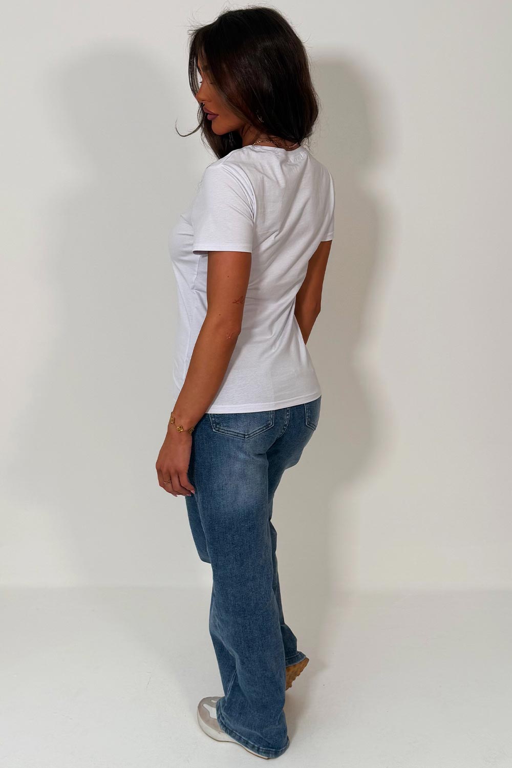 womens rhinestone diamante embellishment t shirt white styledup fashion