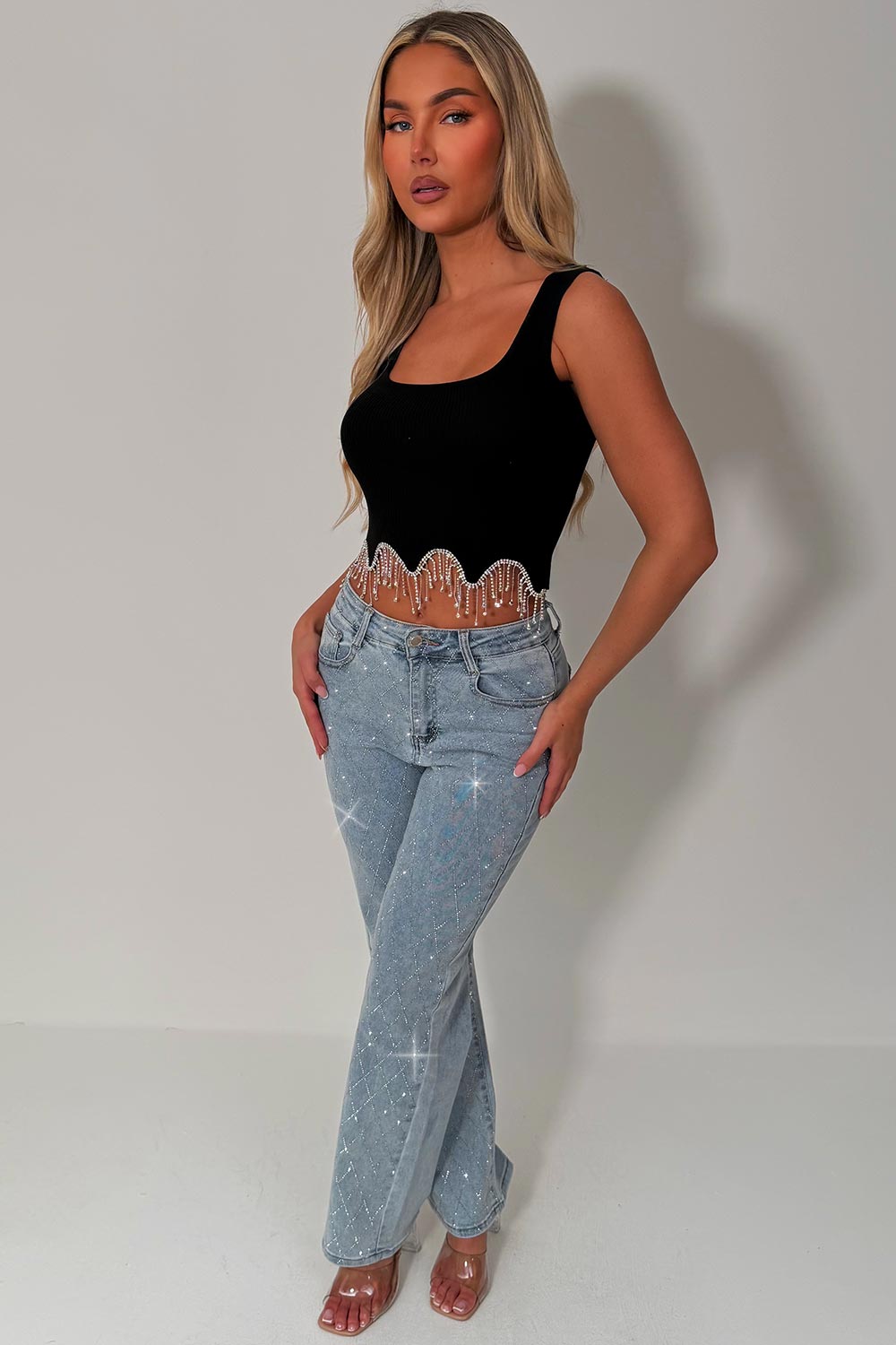 zara womens diamante jeans styledup uk sale