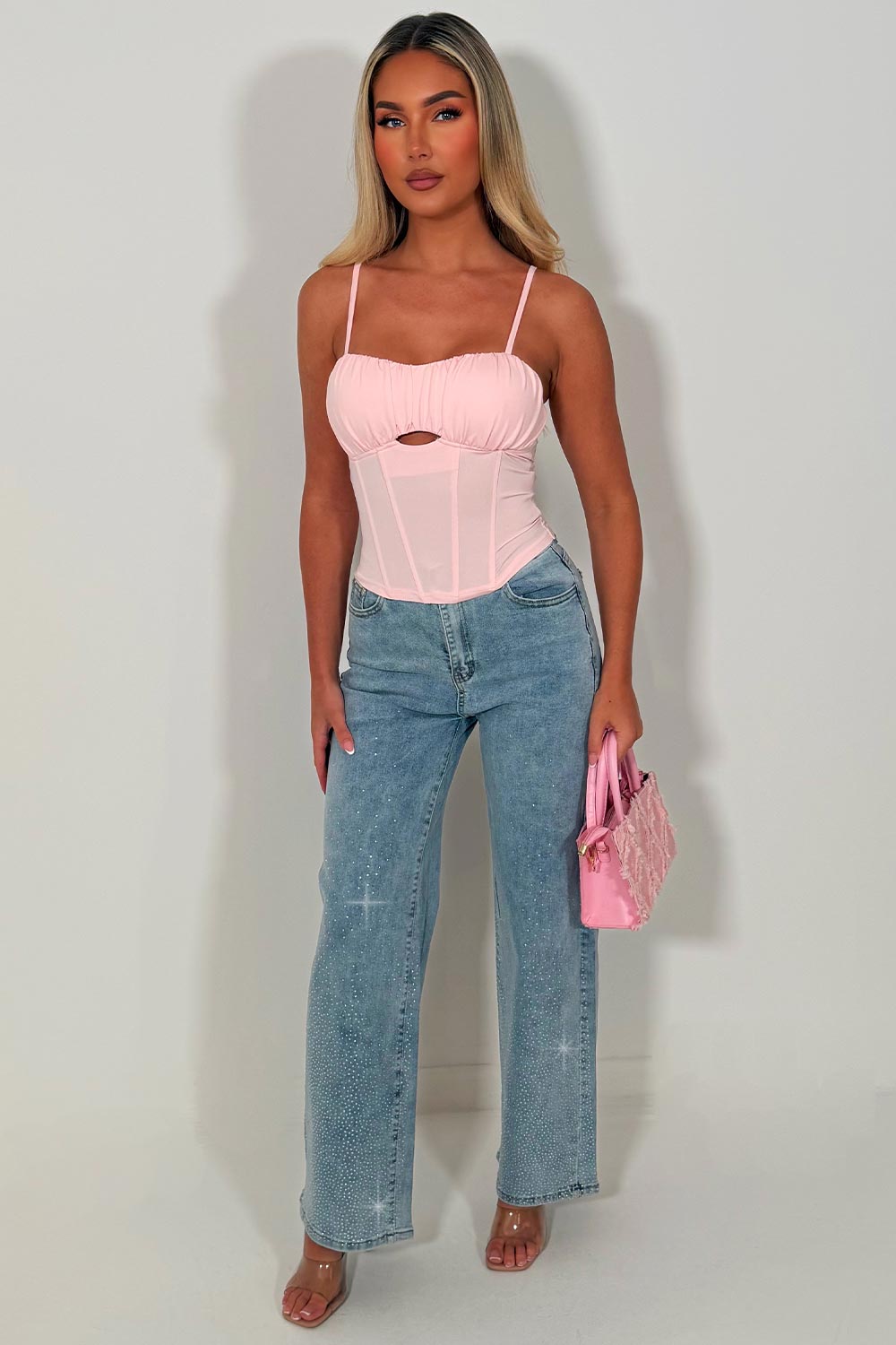 zara diamante rhinestone relaxed oversize jeans womens uk