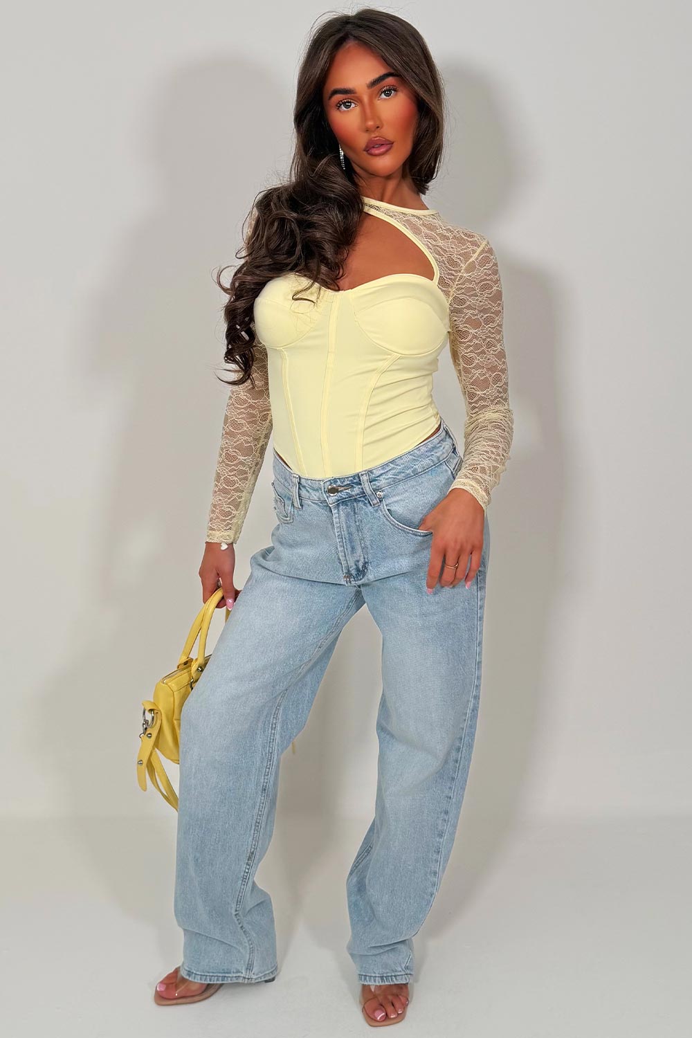 diamante rhinestone pocket relaxed oversize denim blue jeans womens uk