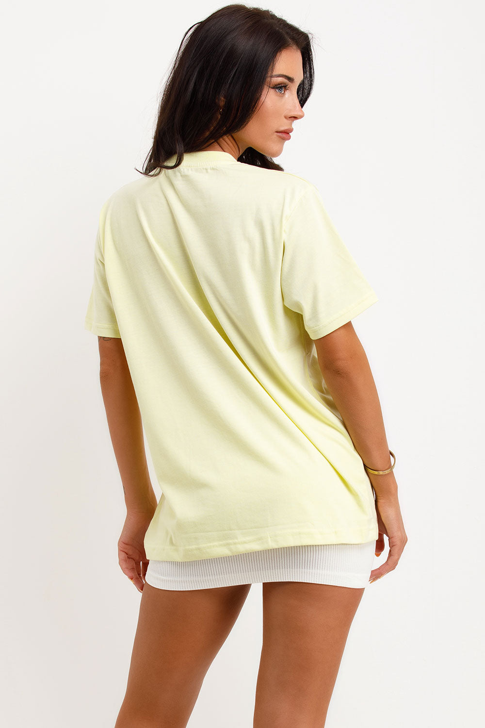 womens oversized t shirt with diamante paris slogan