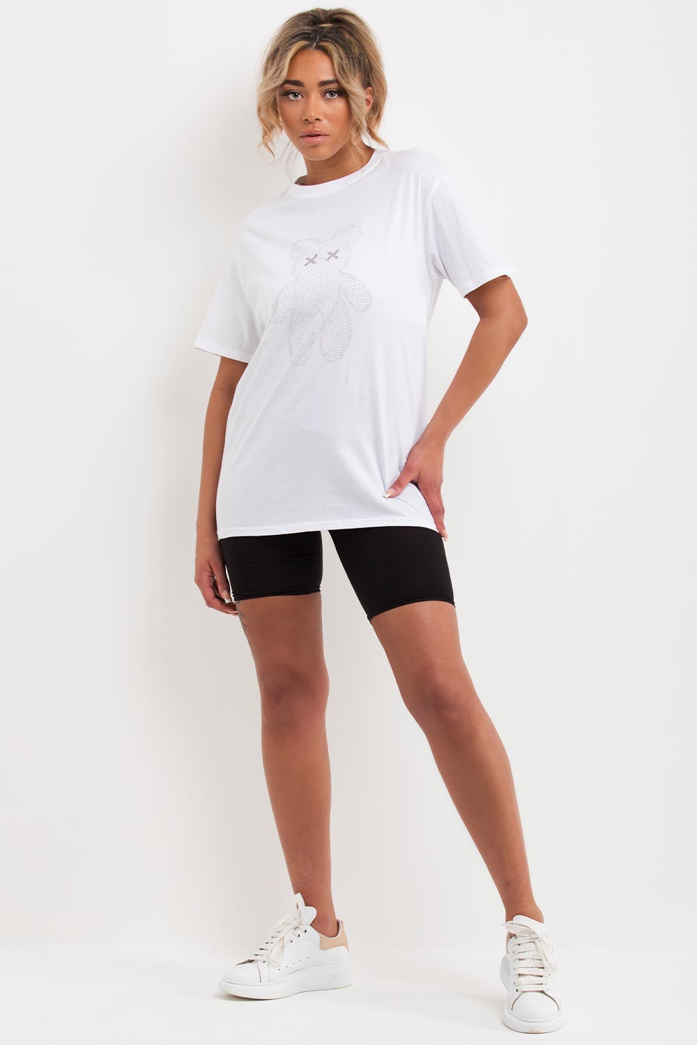 rhinestone diamante teddy bear t shirt white