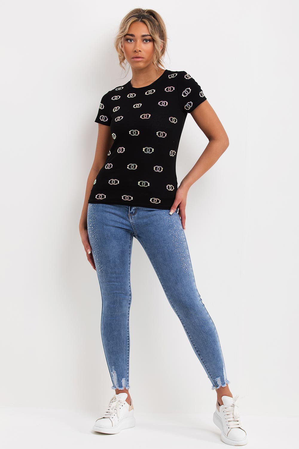 womens diamante t shirt chanel inspired