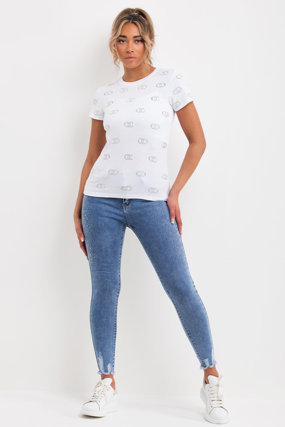 diamante t shirt white