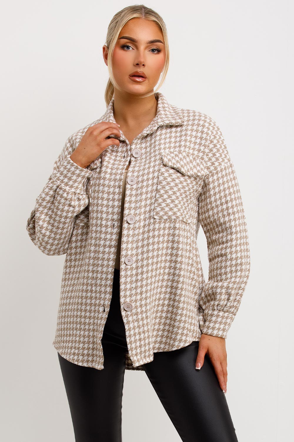 womens dogtooth shacket