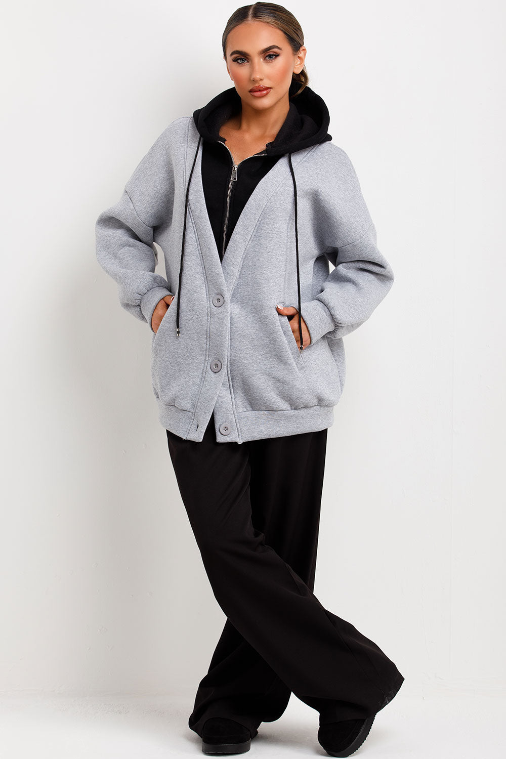 zip up hoodie cardigan two in one womens loungewear