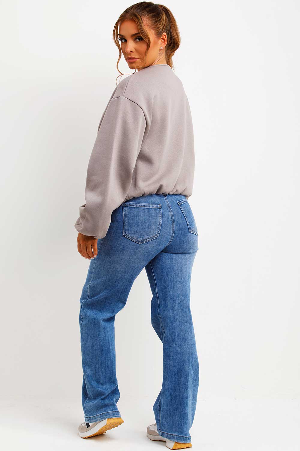 bomber jacket with zip fastening pockets elasticated hem grey