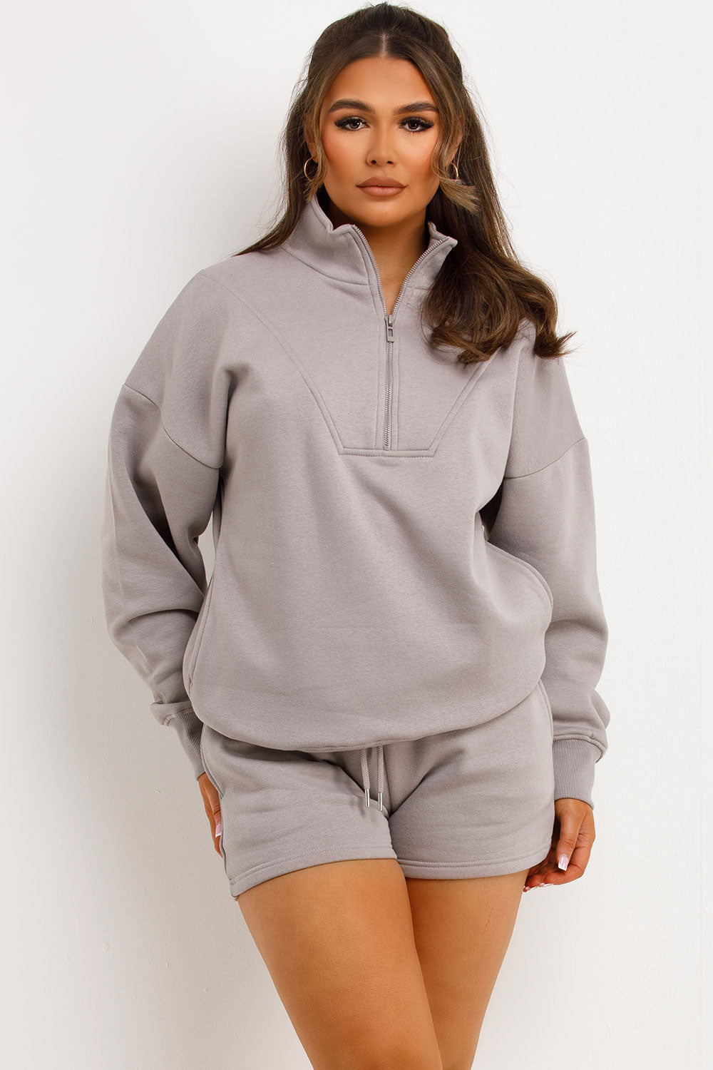 half zip summer loungewear set styledup