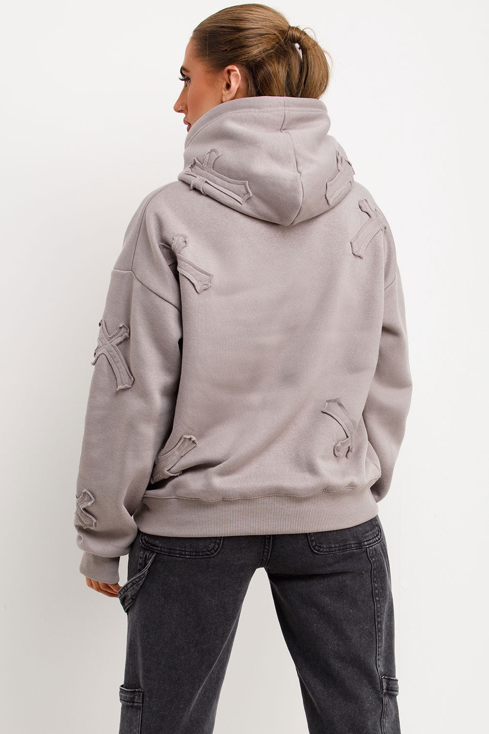 womens hoodie with cross embroidery sale