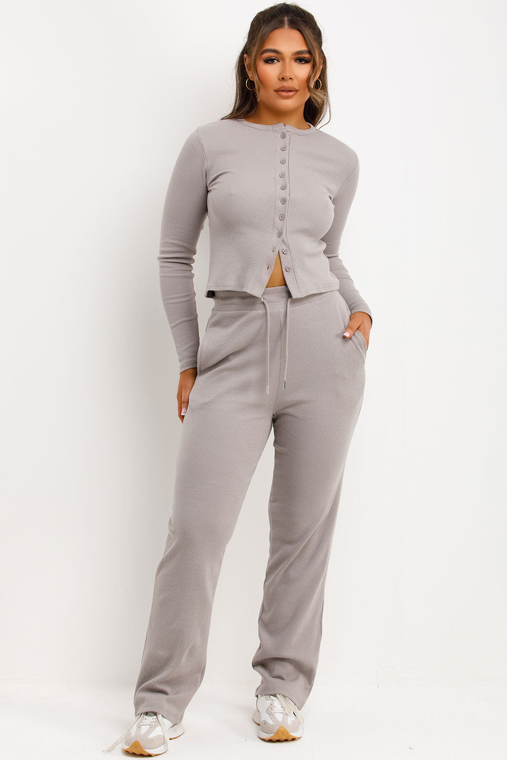 molly mae button up top and trousers co ord set