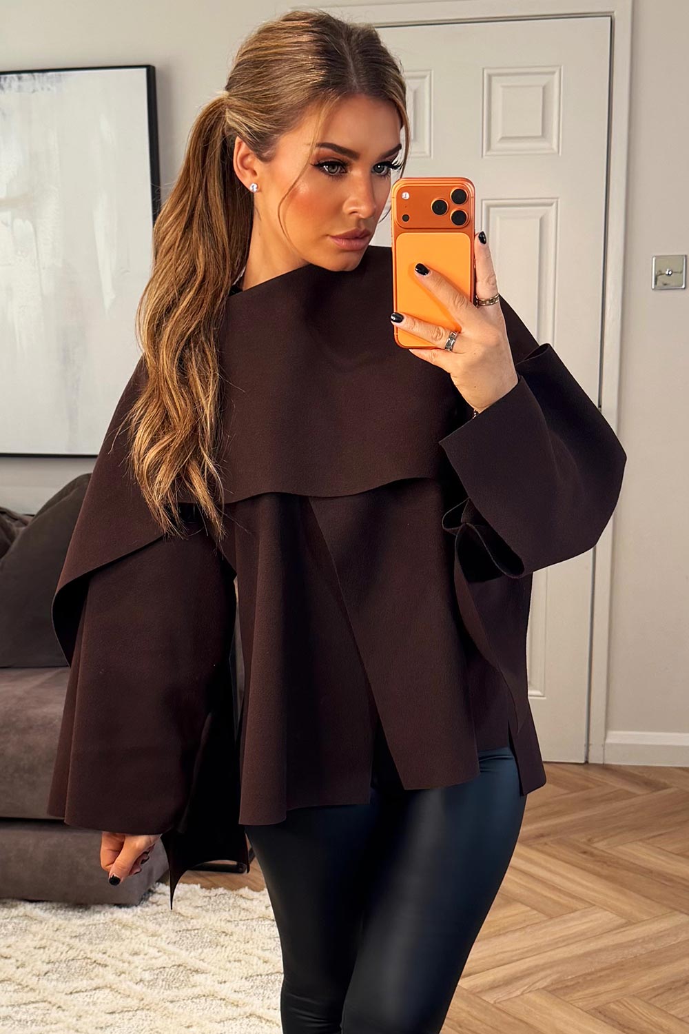 womens cape with scarf poncho coat zara uk