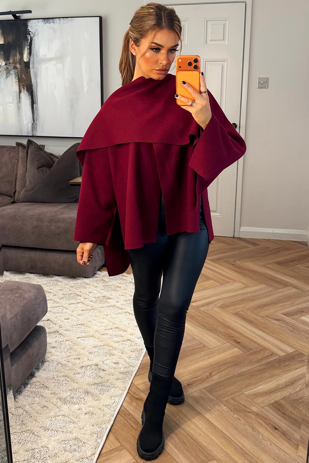 womens cape with scarf poncho coat zara uk