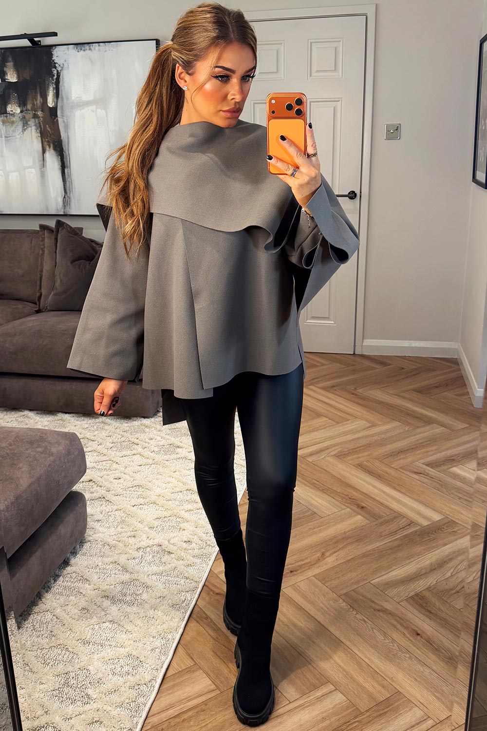 womens cape with scarf poncho coat zara uk