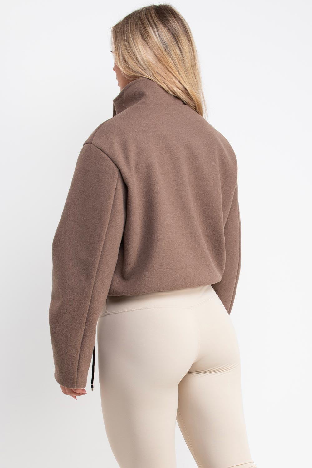 womens funnel neck soft bomber jacket with drawstring hem styledup uk