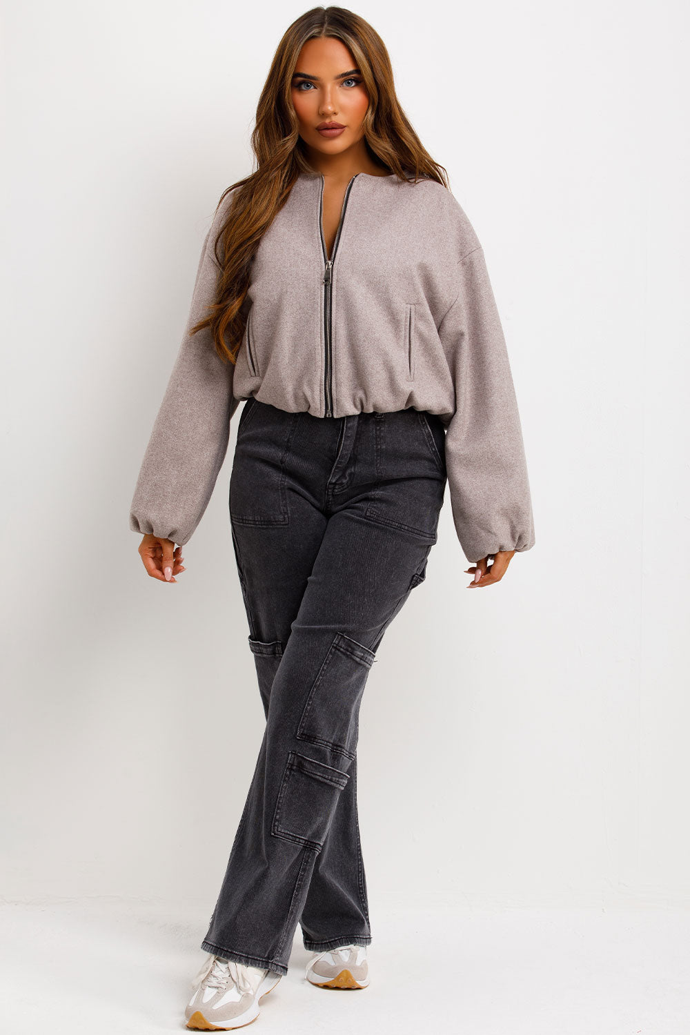 zara womens soft bomber jacket ecru