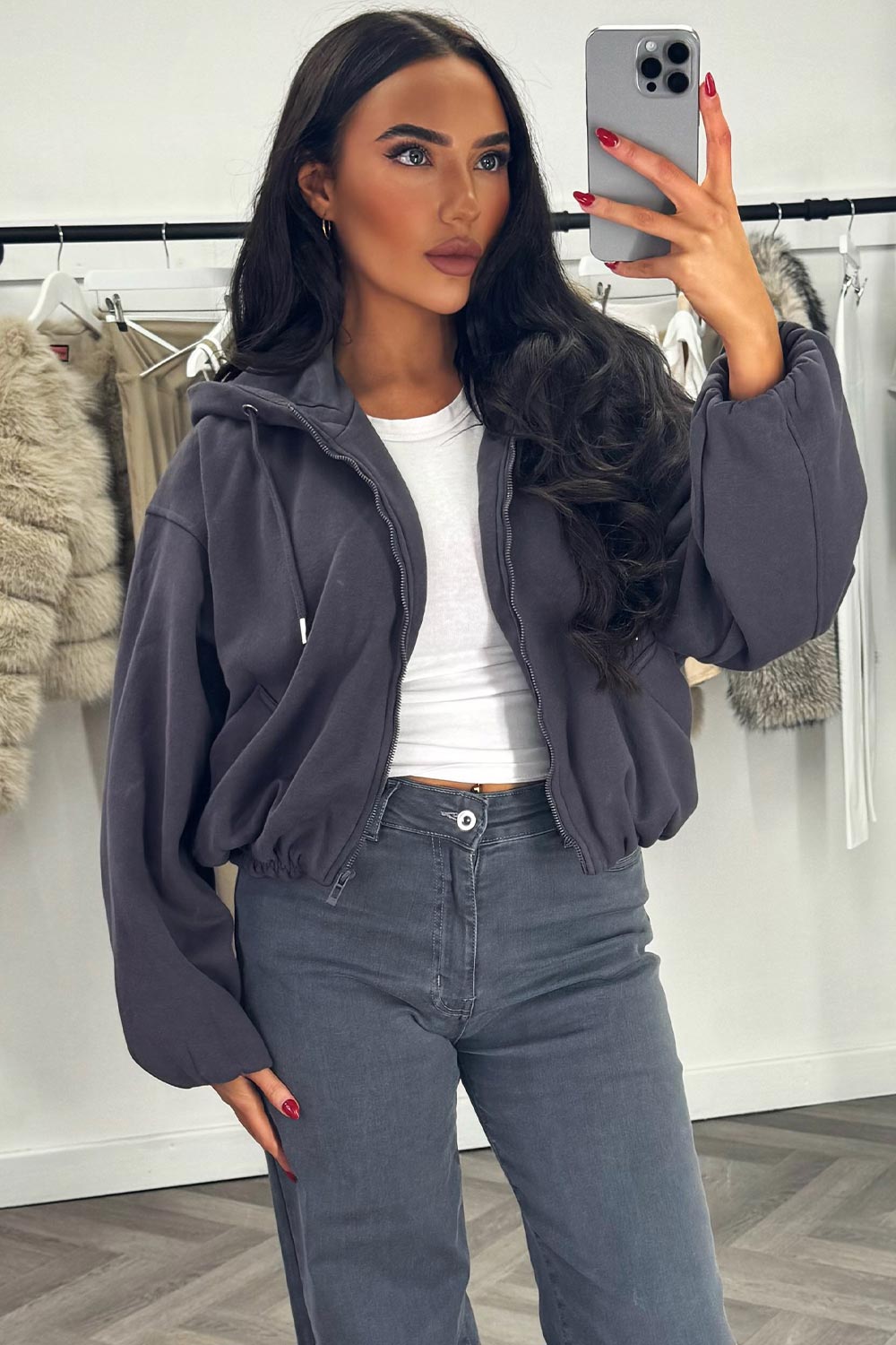 elastic hem hooded jacket zara womens