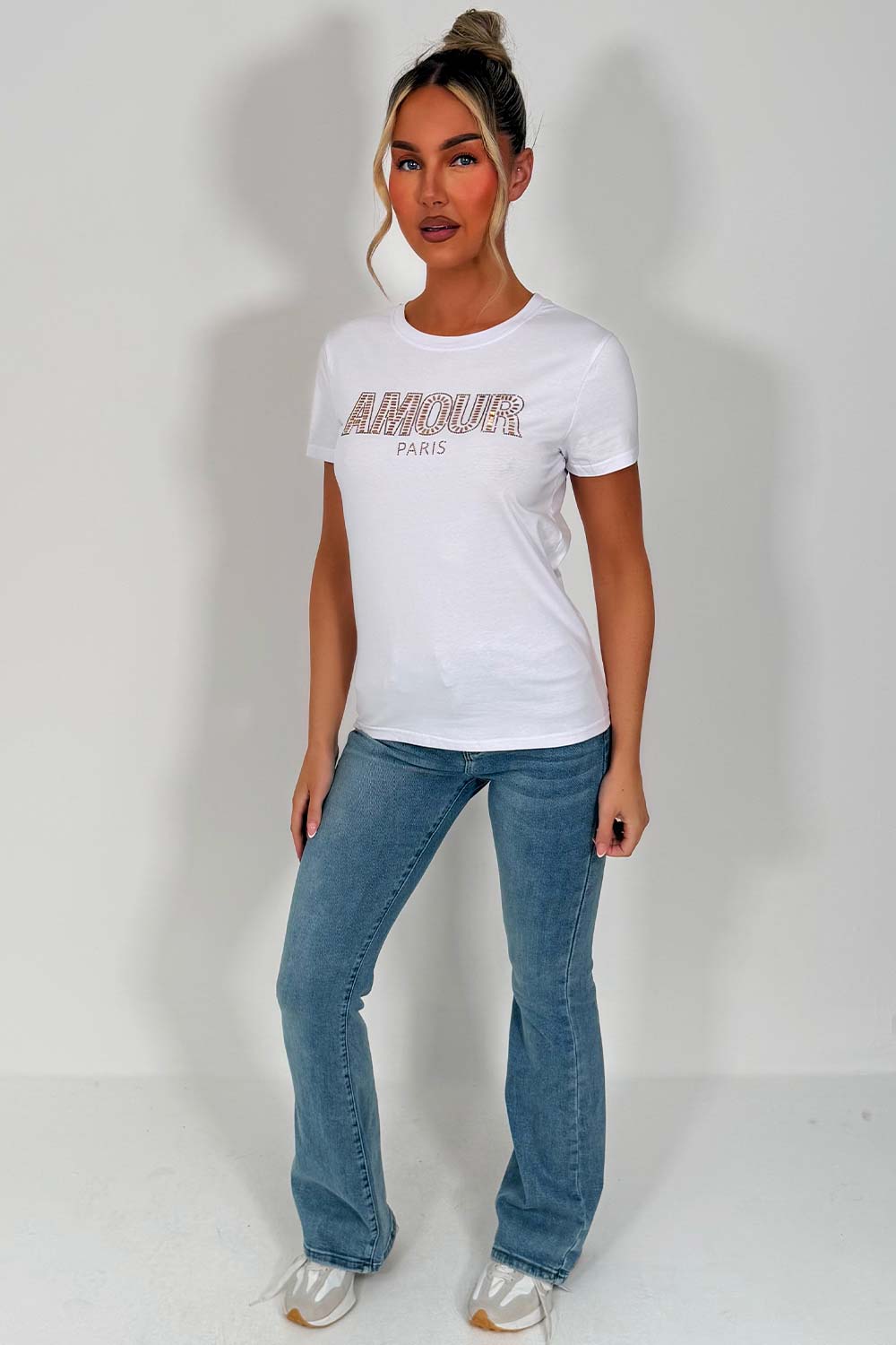 diamante rhinestone white baby tee shirt styledup fashion