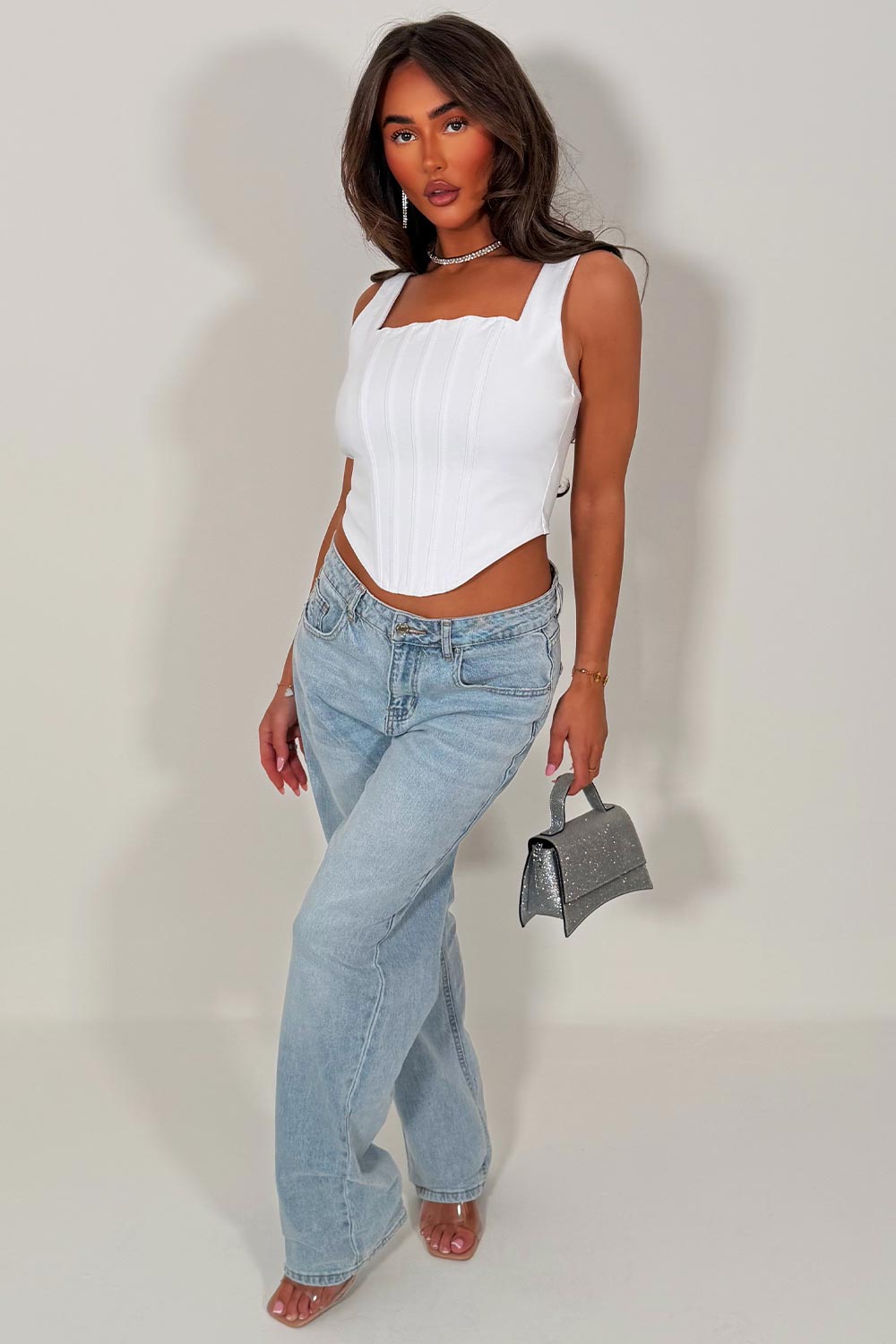 denim blue diamante rhinestone jeans womens