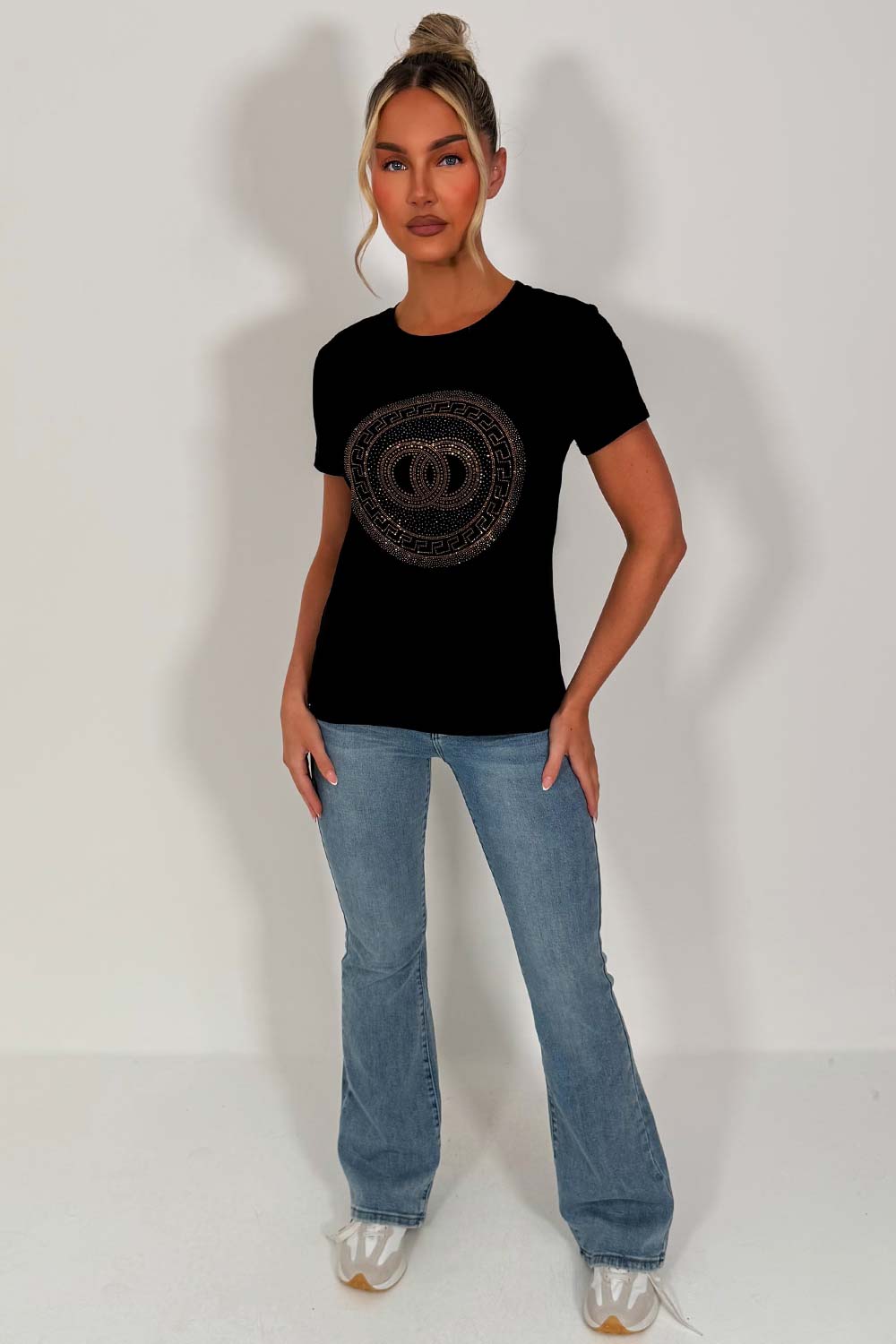 diamante rhinestone black baby tee shirt styledup fashion