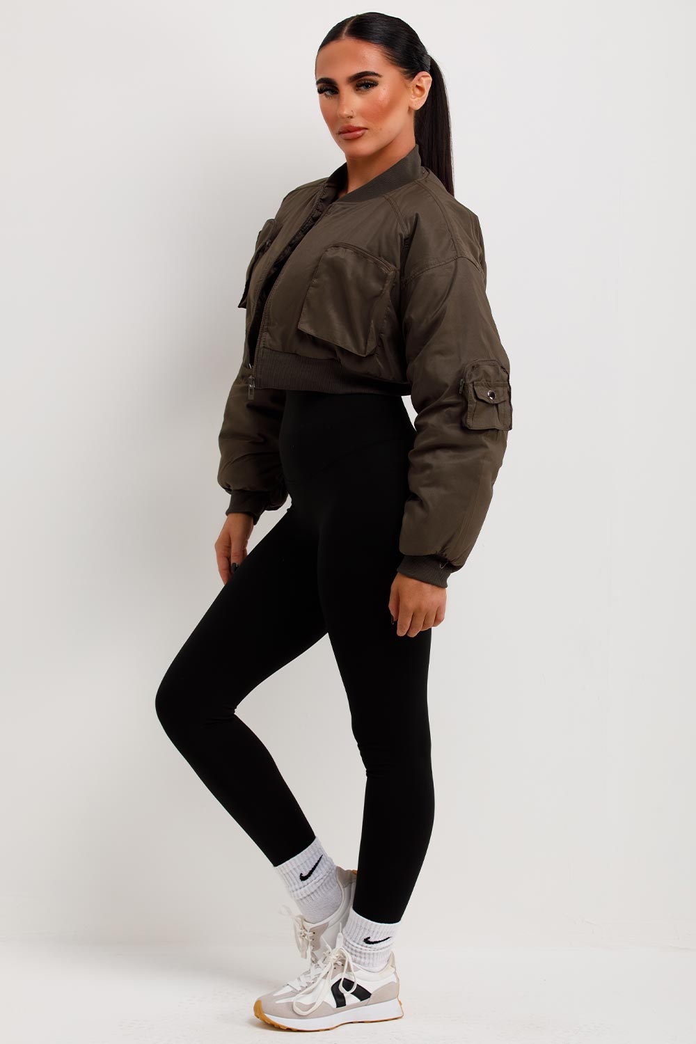 crop bomber festival rave jacket with pockets