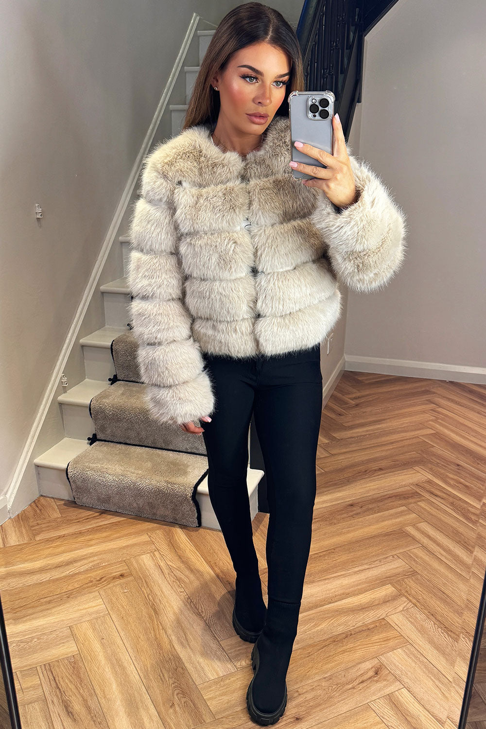 fur jacket styled up