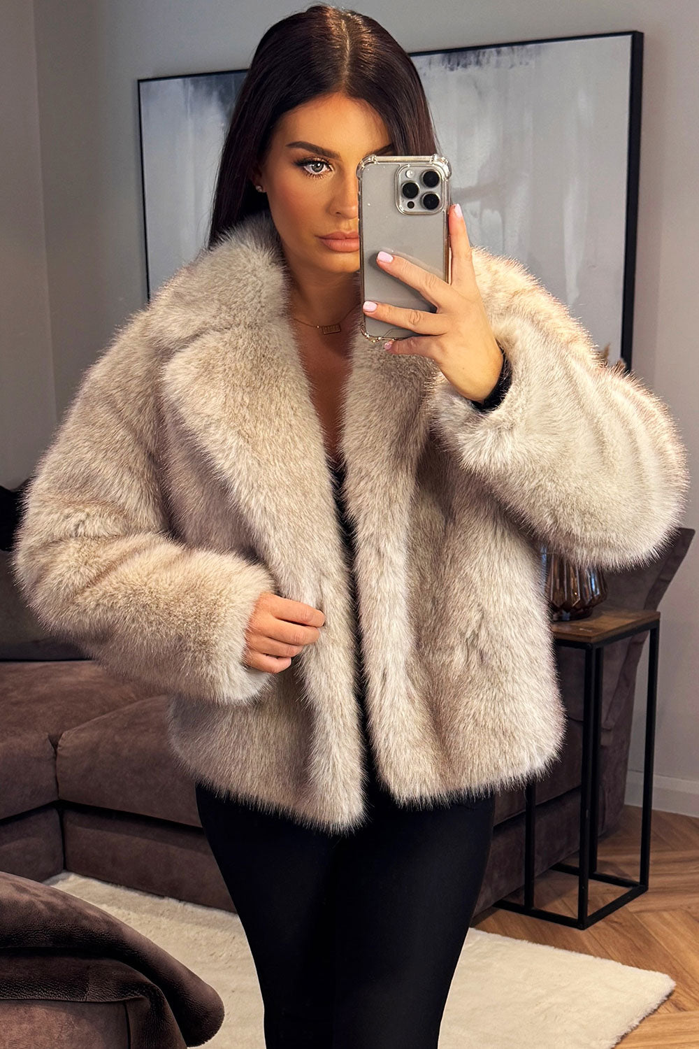 faux fur jacket with collars and long sleeves zara womens