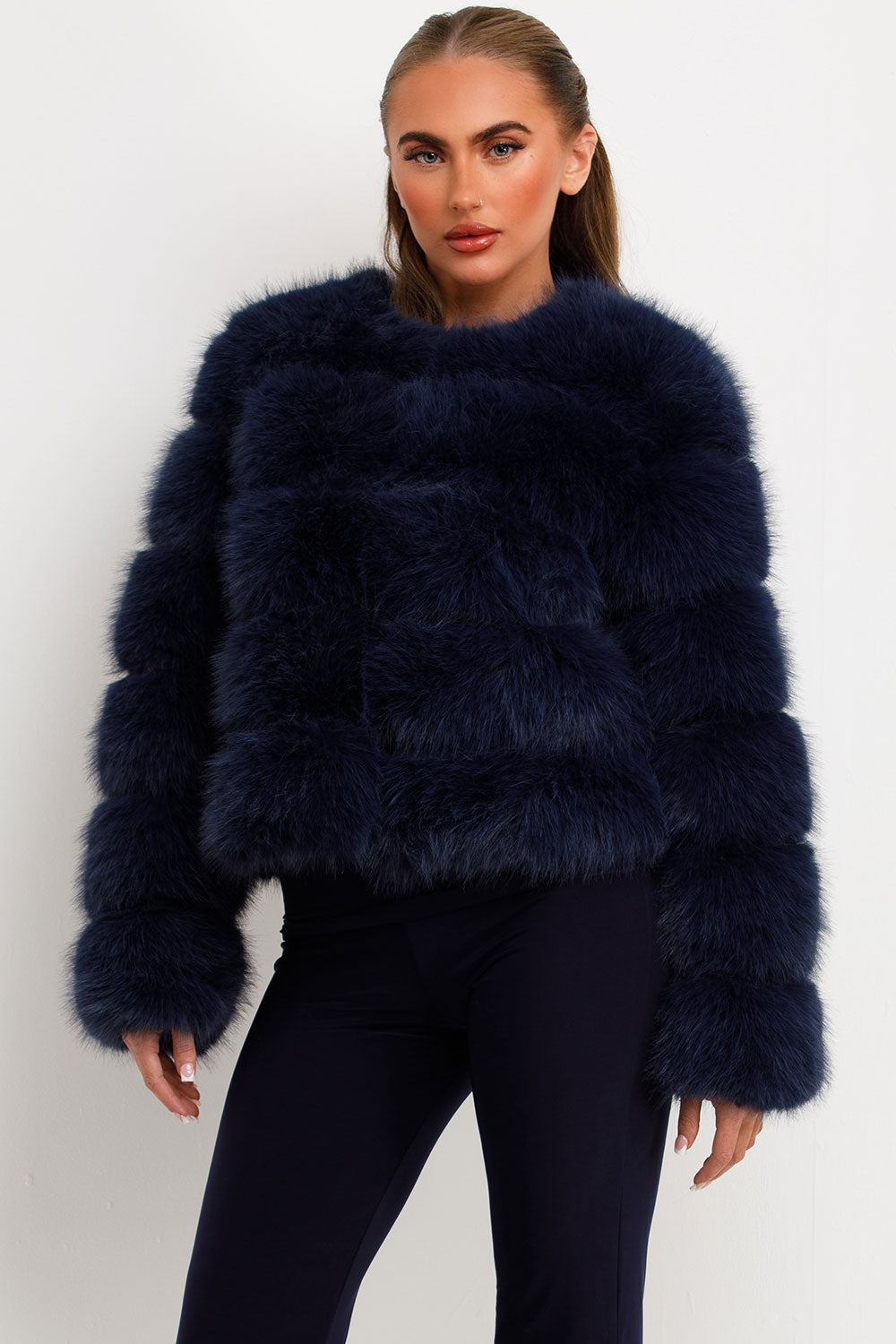 faux fur bubble coat cropped