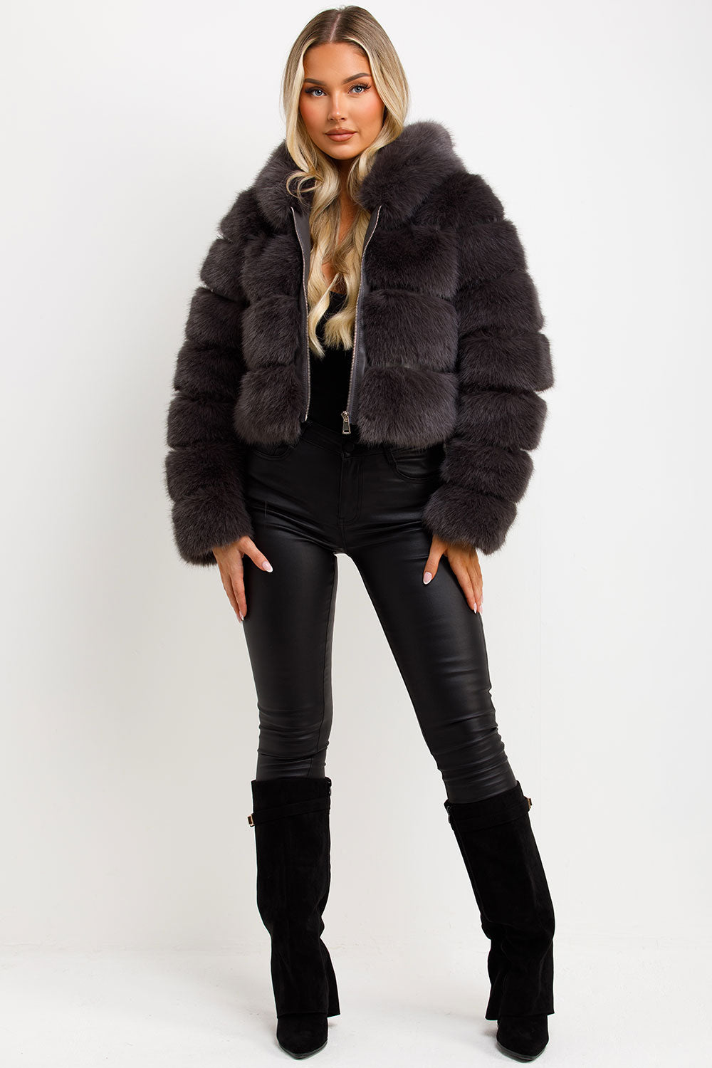 short faux fur hooded coat womens uk styledup fashion
