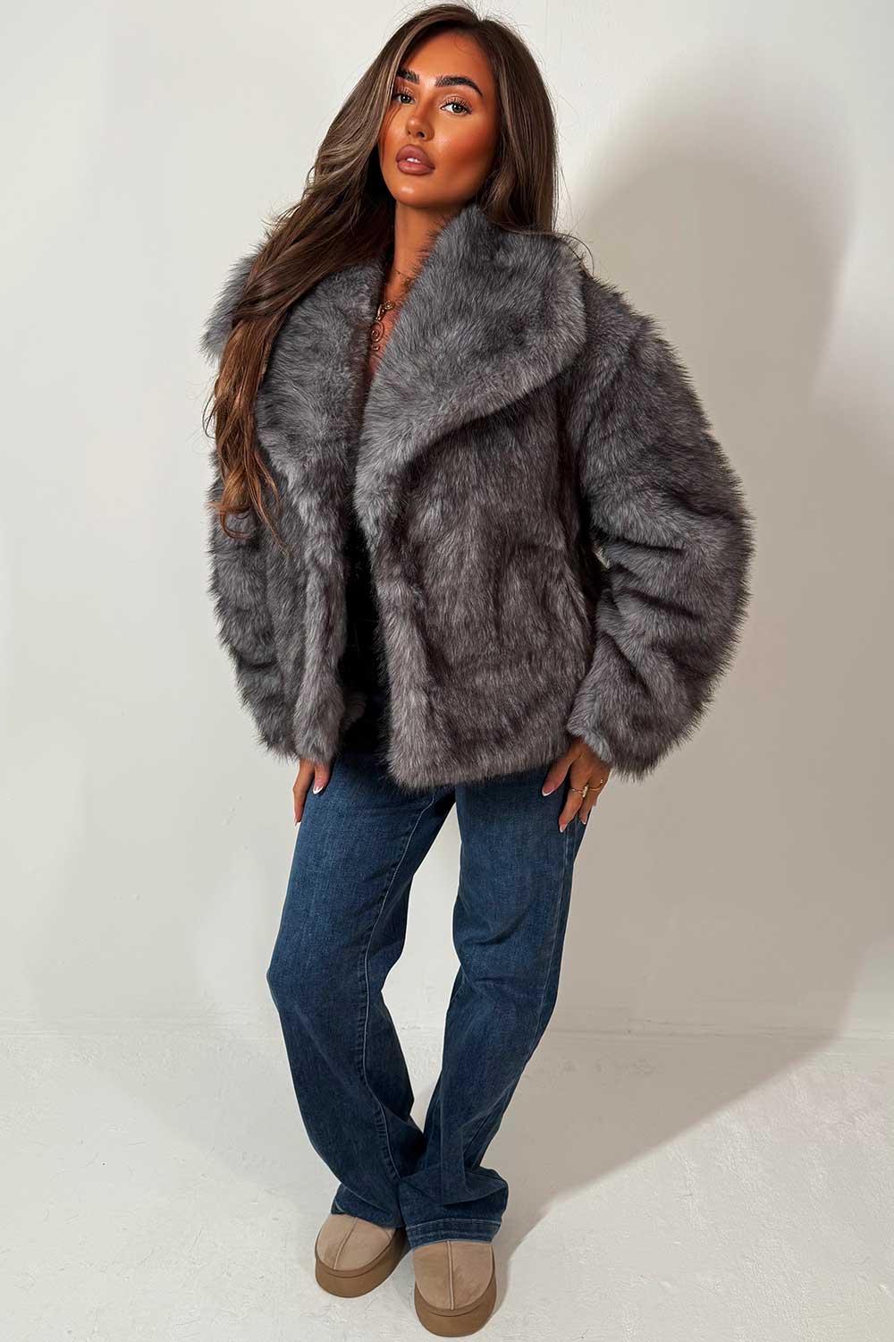 womens zara fur jacket styledup