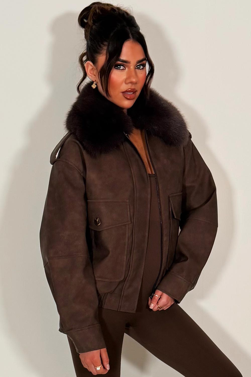 womens faux suede faux fur collar jacket zara uk sale