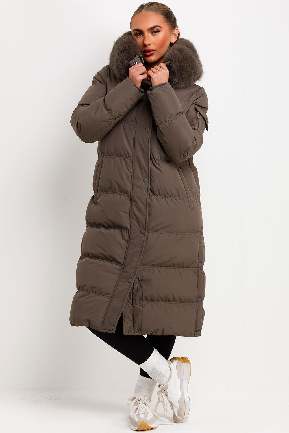 padded puffer down coat with fur hood styledup