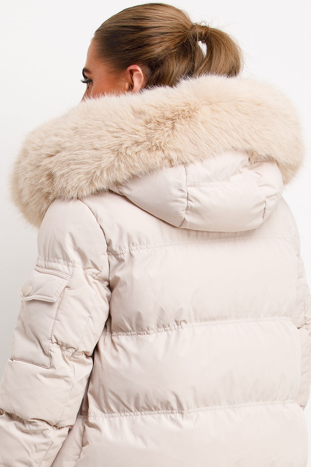 womens faux fur hood padded puffer down coat styledup