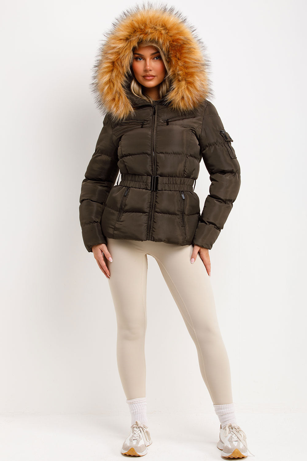 womens winter jacket with faux fur hood