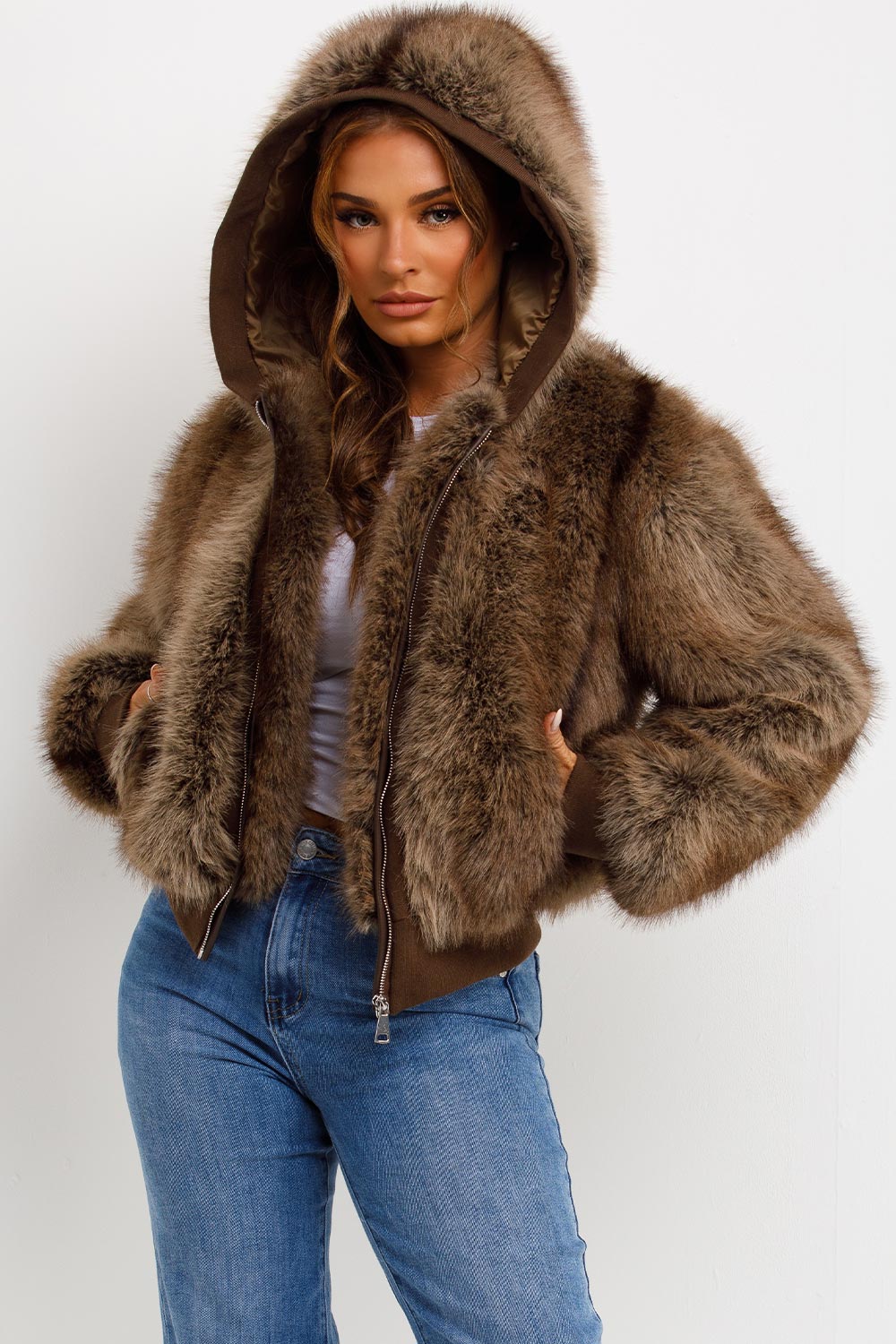 womens real fur coat with hood styledup