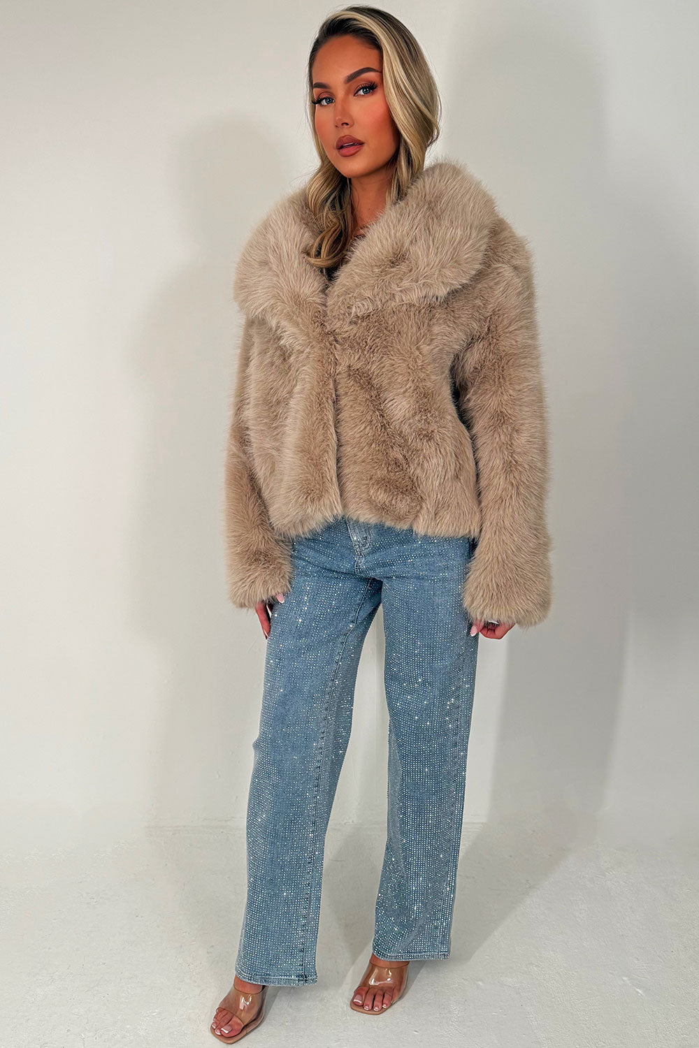 faux fur jacket with collar styledup uk
