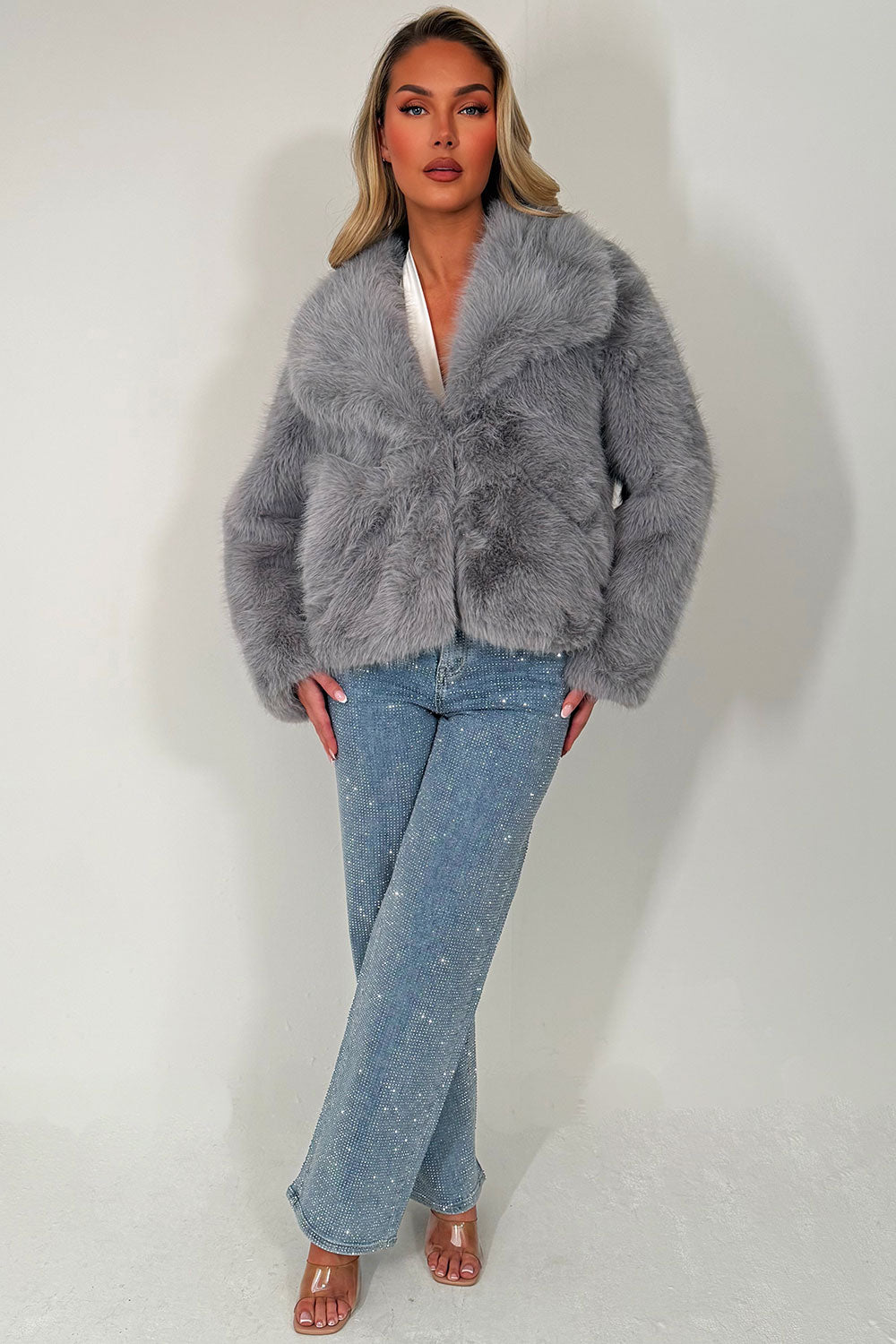 faux fur jacket with collar styledup uk
