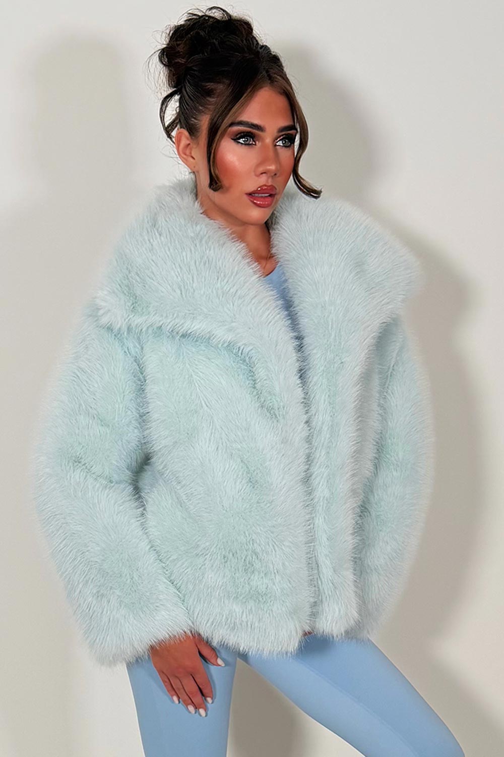 faux fur jacket with collar styledup uk