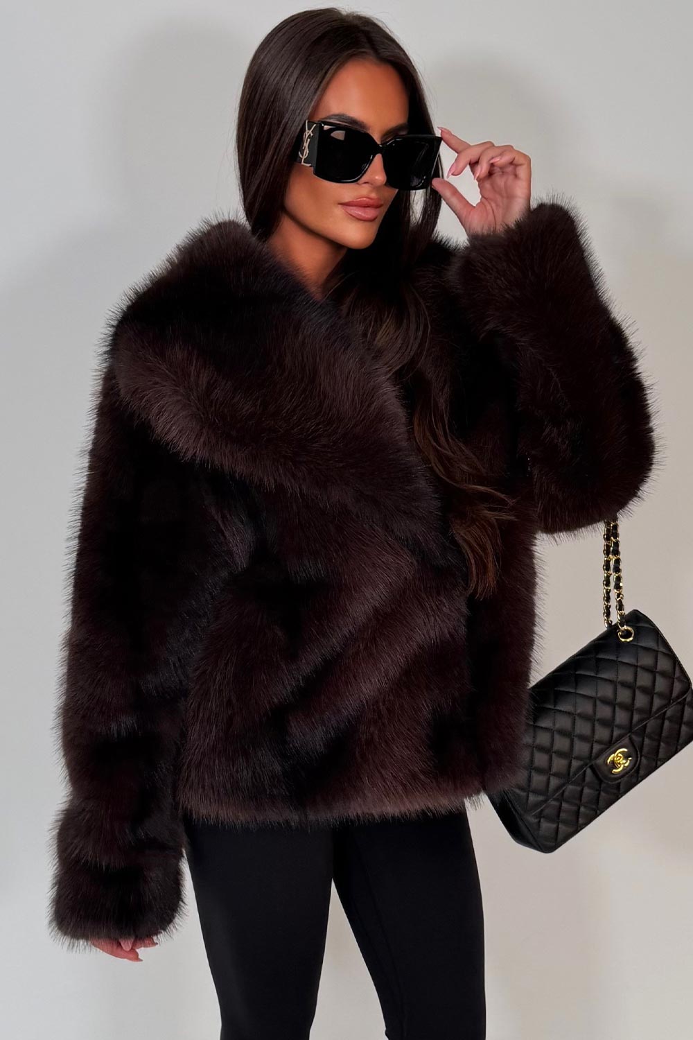 womens zara brown fur jacket styledup