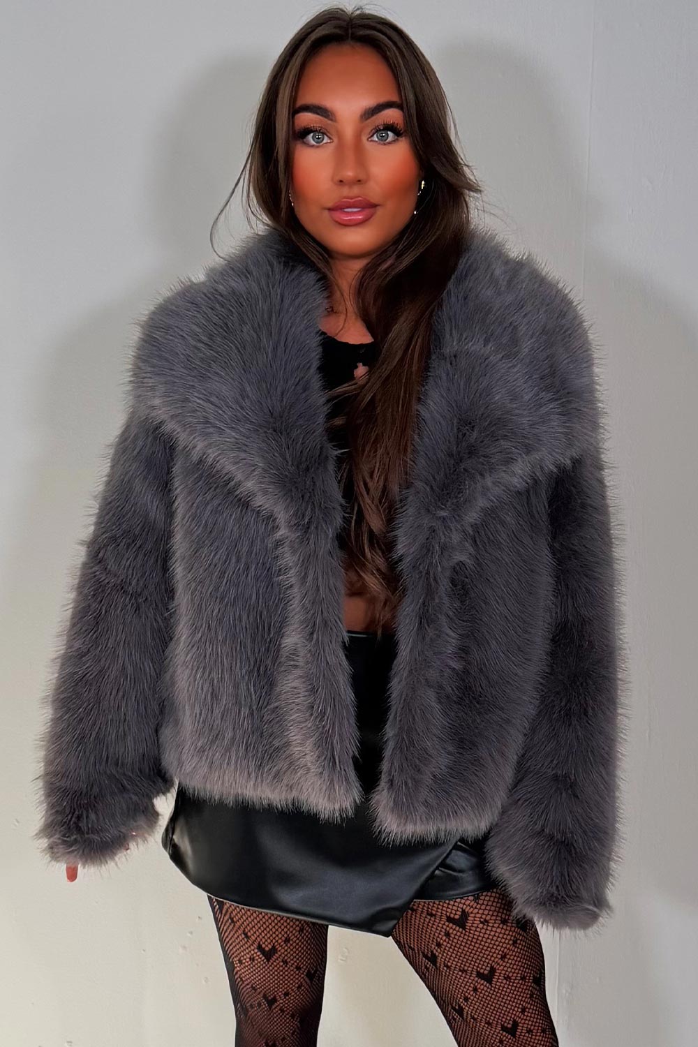 styledup grey fur jacket for womens