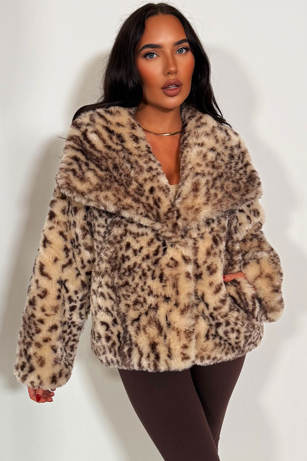 fur jacket animal print for womens zara uk