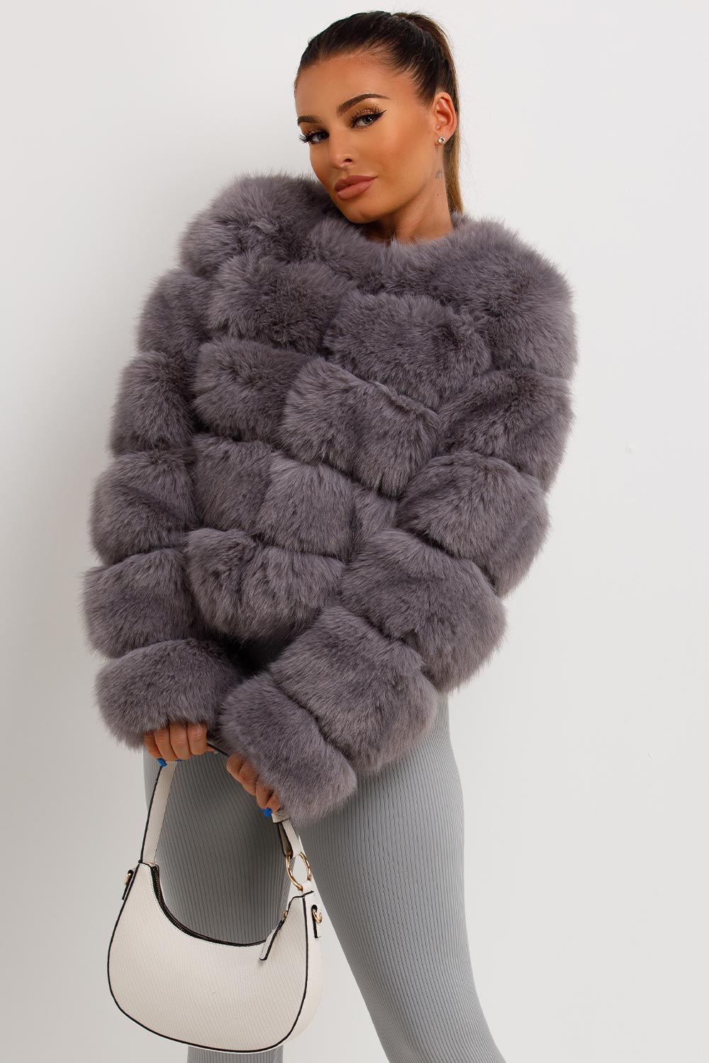 womens faux fur bubble jacket sale