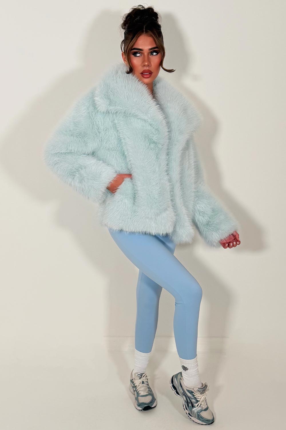 faux fur jacket for womens with collar styledup