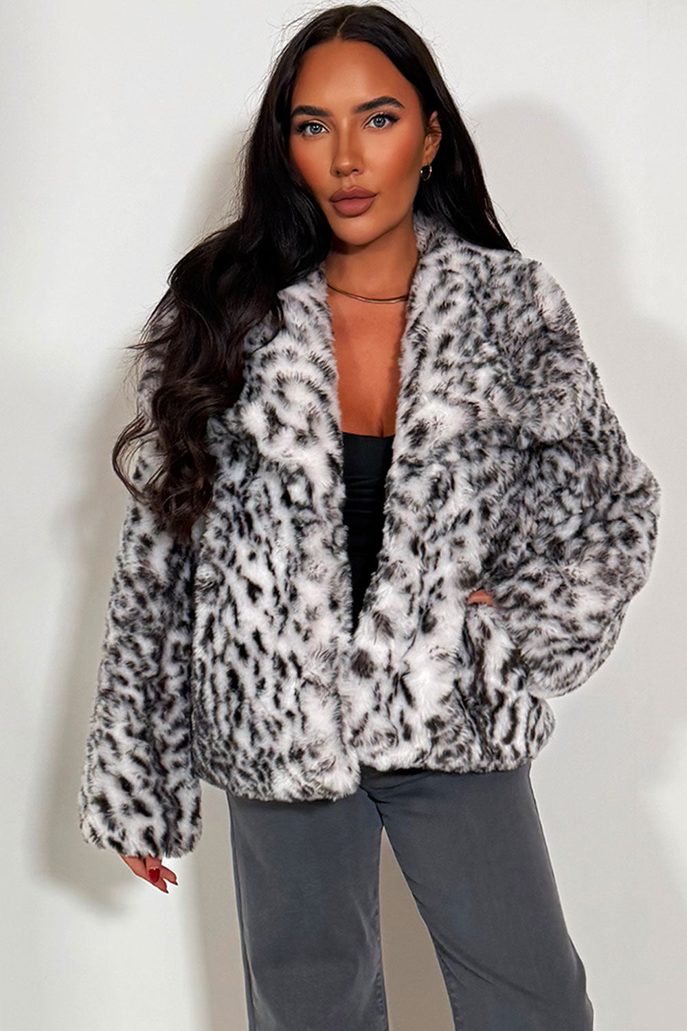 faux fur animal print jacket zara womens