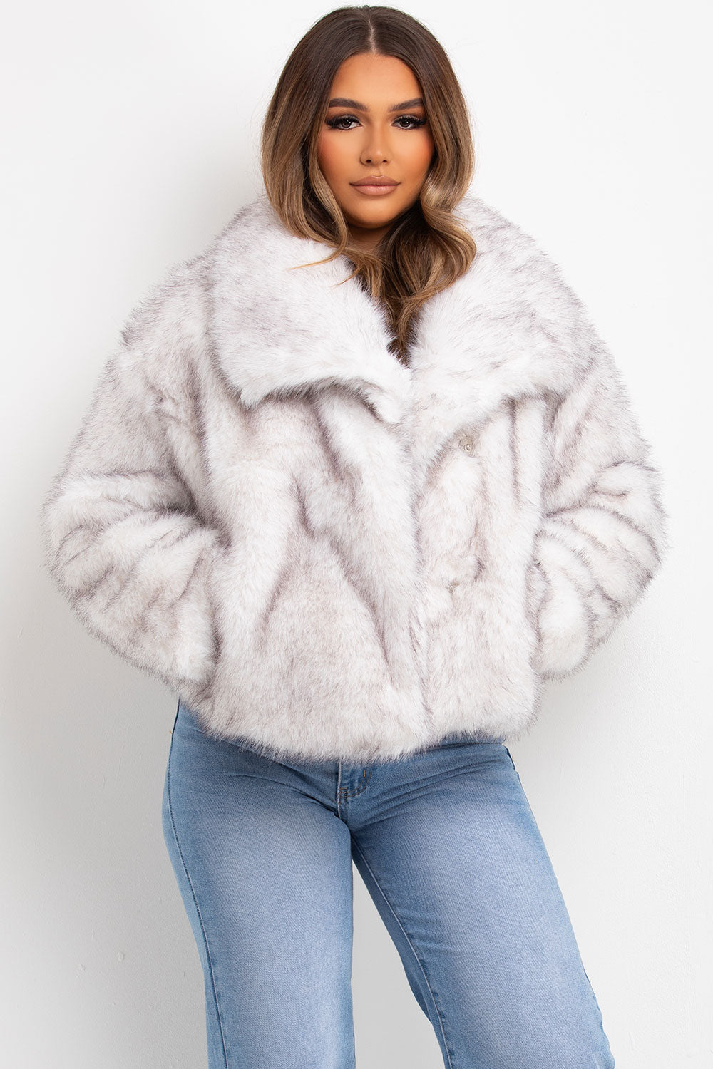 zara womens white faux fur jacket sale
